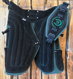 3 Millennium DELUXE leather apron Green short