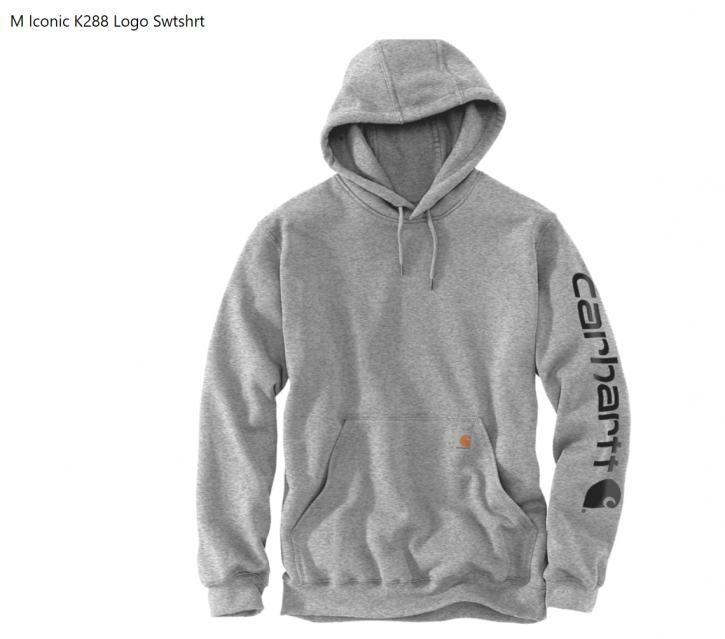 Carhartt Hoodie M Iconic K288 Logo Swtshrt Heather Gray/Black Gr. XL