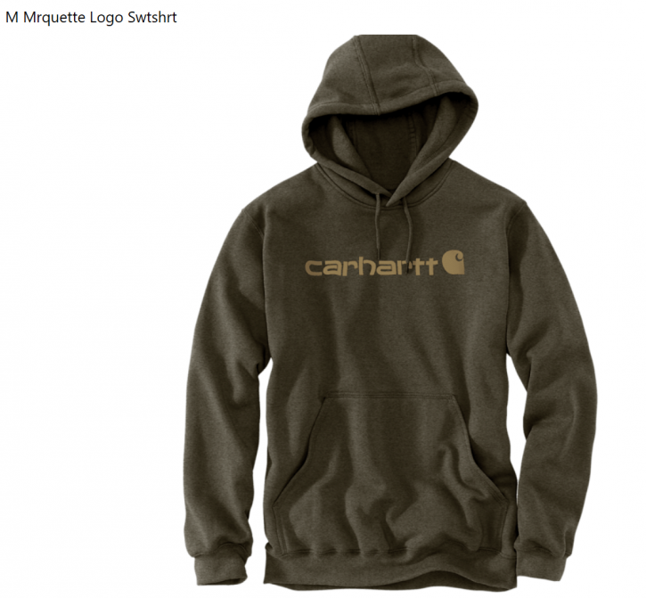 Carhartt Hoodie M Mrquette Logo Swtshrt Burnished Logs Heather Gr. L