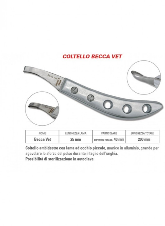 Hufmesser Bassoli Coltello Becca VET Alu, Alufarben
